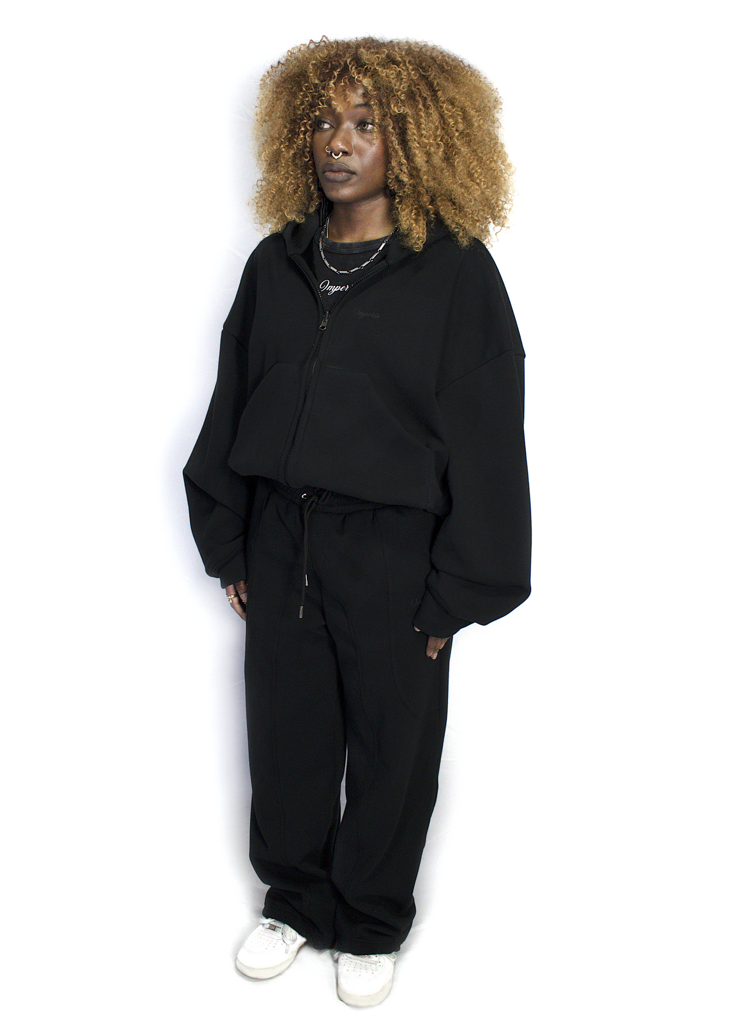 Women boxy black zipper imperio V1