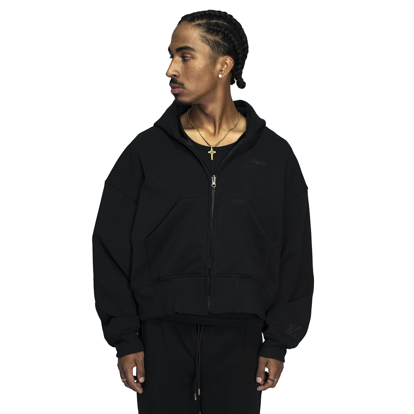 Men's boxy black zipper imperio V1