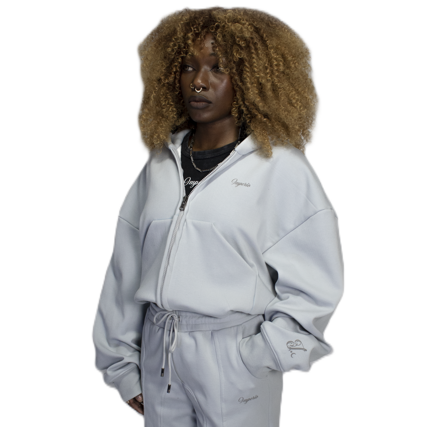 Women boxy grey zipper imperio V1