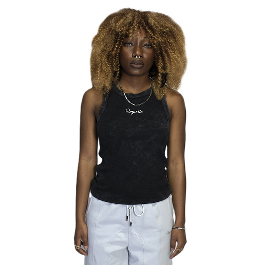 Women black sleeveless imperio t-shirt